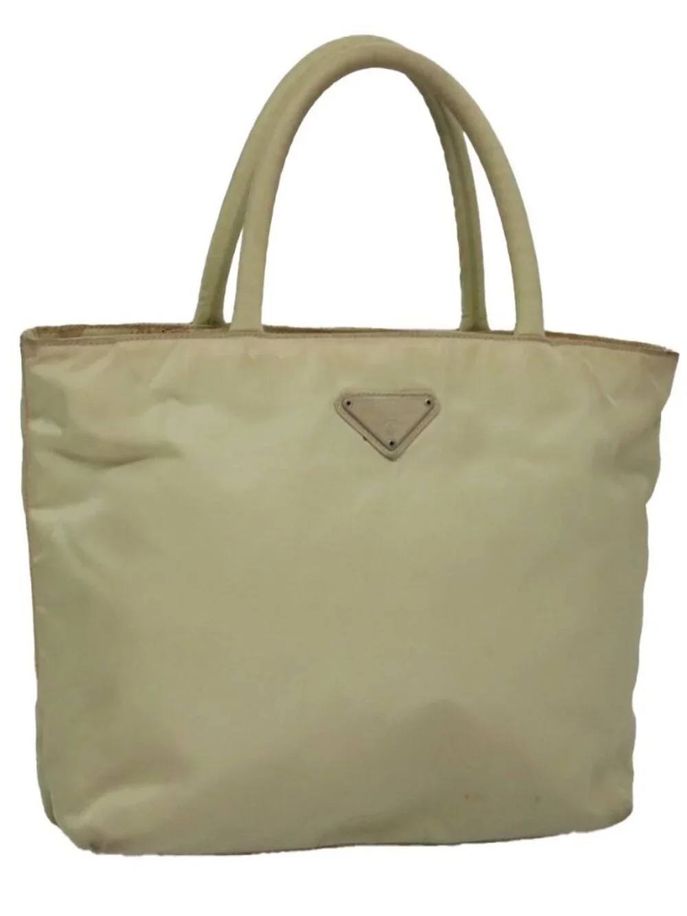 PRADA Hand Bag Nylon Beige Auth bs21346